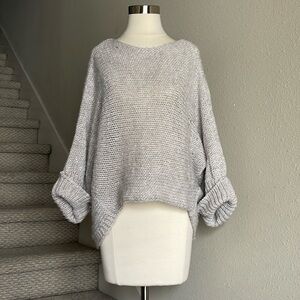 BERRETTI OS Italian Knit Grey Sweater with Silver Metallic Threads